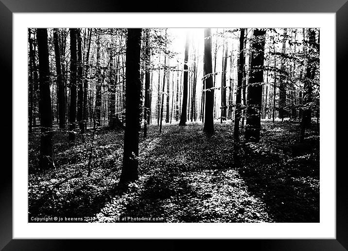 the dark forest Framed Mounted Print by Jo Beerens