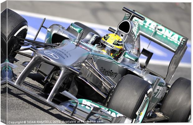 Lewis Hamilton - 2013 - AMG Mercedes Canvas Print by SEAN RAMSELL