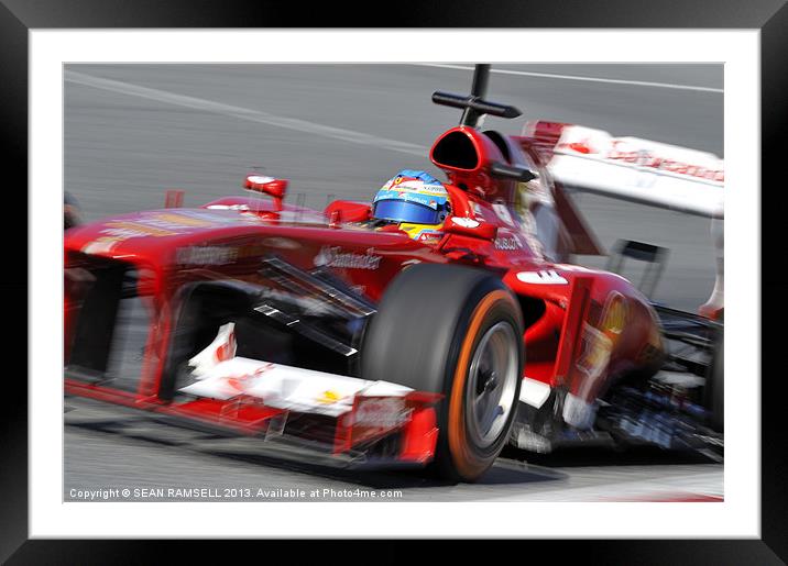 Fernando Alonso - Ferrari - 2013 Framed Mounted Print by SEAN RAMSELL