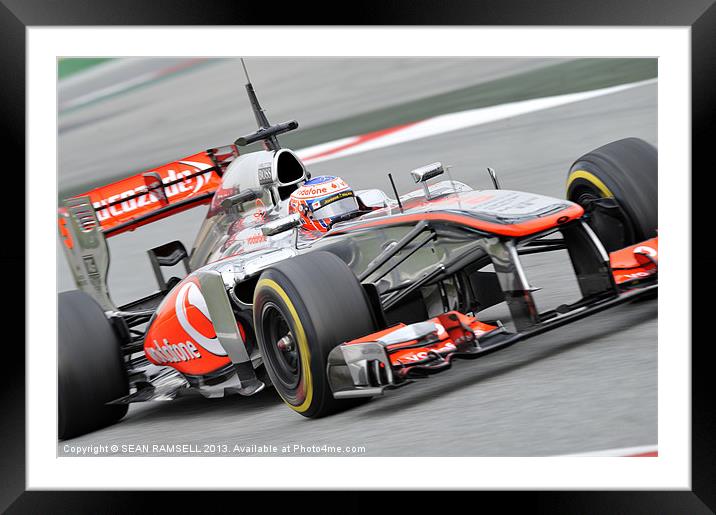 Jenson Button - Vodafone McLaren 2013 Framed Mounted Print by SEAN RAMSELL