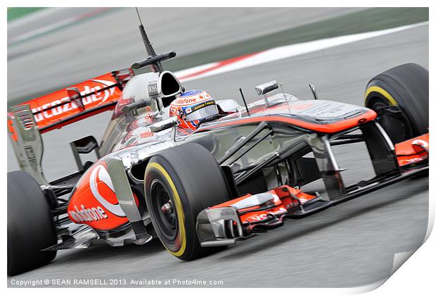 Jenson Button - Vodafone McLaren 2013 Print by SEAN RAMSELL