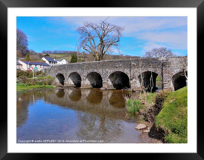 WITHYPOOL BRIDGE OVER RIVER BARLE Framed Mounted Print by austin APPLEBY