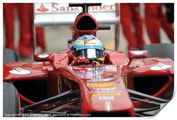 Fernando Alonso - Ferrari - 2013 Print by SEAN RAMSELL