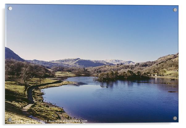 Partly frozen lake. Rydal Water. Acrylic by Liam Grant