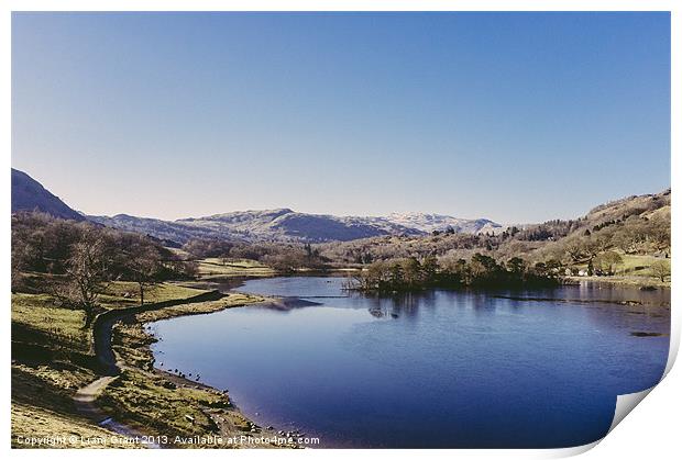 Partly frozen lake. Rydal Water. Print by Liam Grant