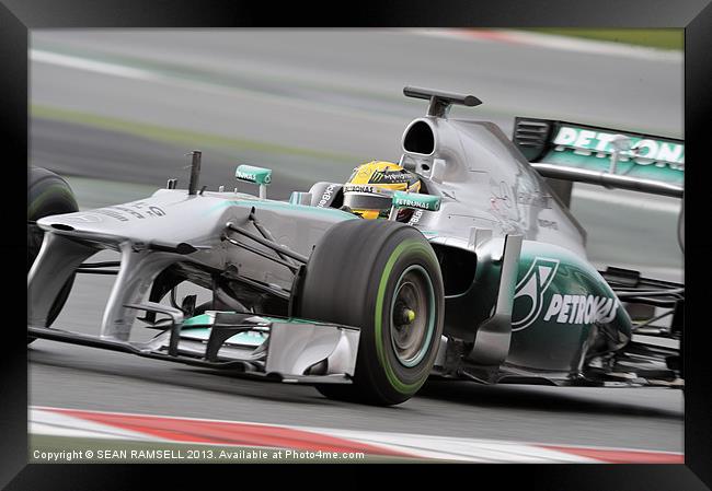 Lewis Hamilton - 2013 - AMG Mercedes Framed Print by SEAN RAMSELL