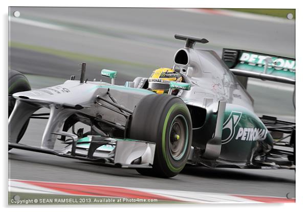 Lewis Hamilton - 2013 - AMG Mercedes Acrylic by SEAN RAMSELL