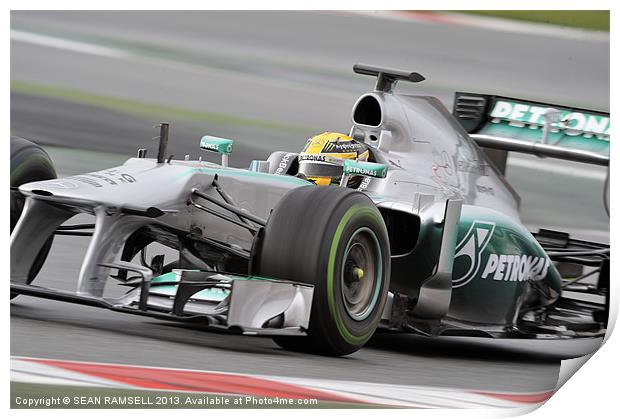 Lewis Hamilton - 2013 - AMG Mercedes Print by SEAN RAMSELL