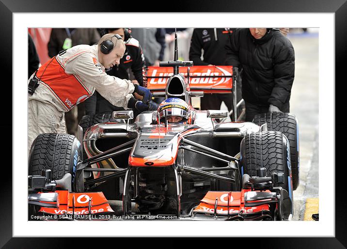 Jenson Button - Vodafone McLaren 2013 Framed Mounted Print by SEAN RAMSELL