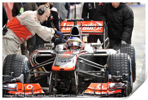 Jenson Button - Vodafone McLaren 2013 Print by SEAN RAMSELL