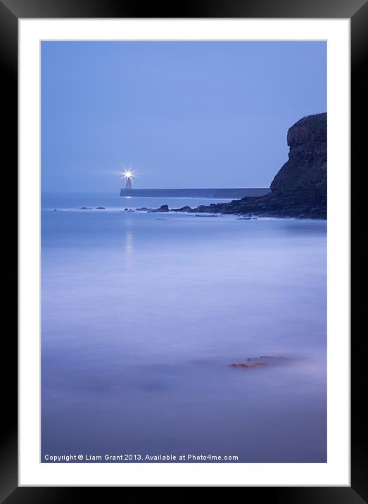 North Pier Lighthouse at dusk from Sharpness Point Framed Mounted Print by Liam Grant
