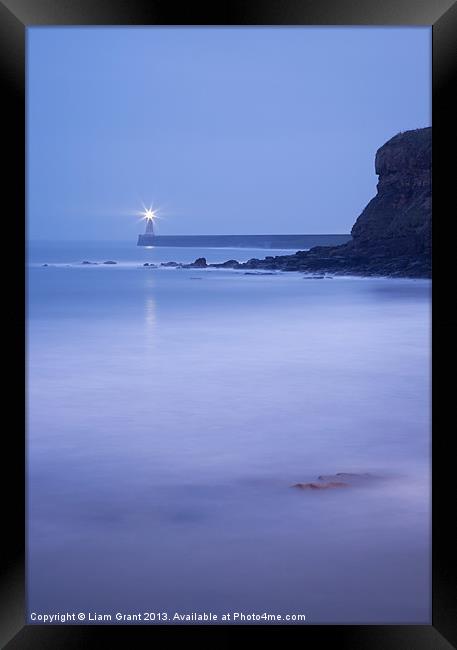 North Pier Lighthouse at dusk from Sharpness Point Framed Print by Liam Grant