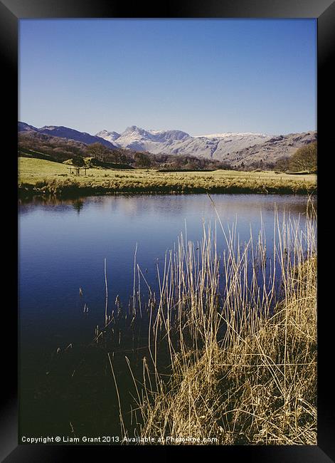 Langdale Pikes and River Brathay. Elterwater. Framed Print by Liam Grant