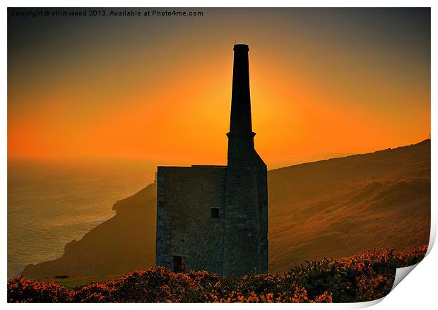 ruins of cornish industry Print by chris wood