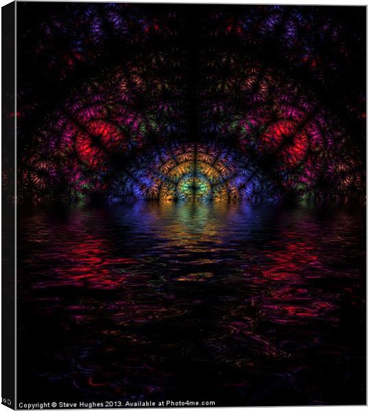 Fractal stained glass with flood Canvas Print by Steve Hughes