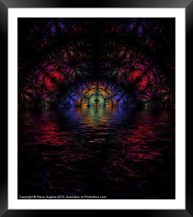 Fractal stained glass with flood Framed Mounted Print by Steve Hughes
