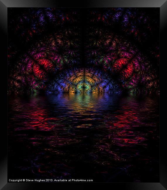 Fractal stained glass with flood Framed Print by Steve Hughes