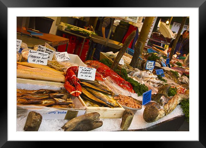 Fish Stall Borough Market Framed Mounted Print by David French