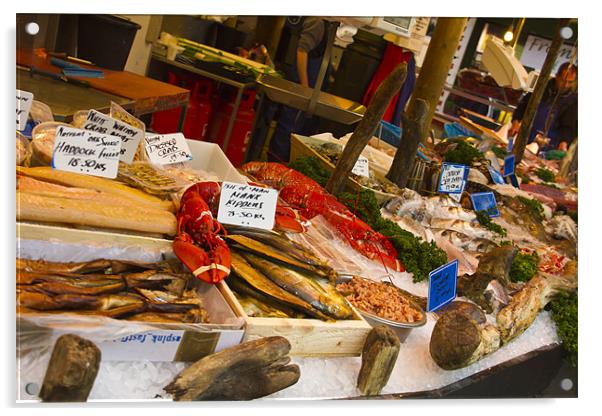 Fish Stall Borough Market Acrylic by David French