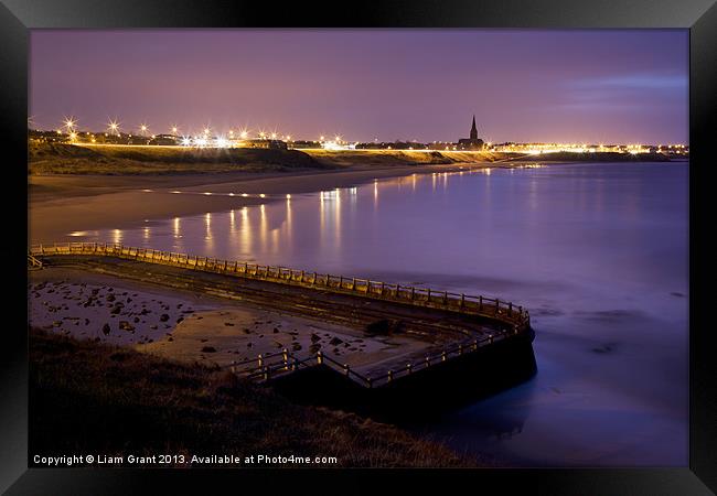 Old bathing pool and Long Sands beach at twilight. Framed Print by Liam Grant
