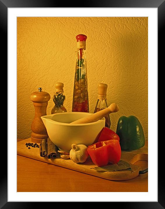 Warm Kitchen Spices Framed Mounted Print by Mike Dickinson