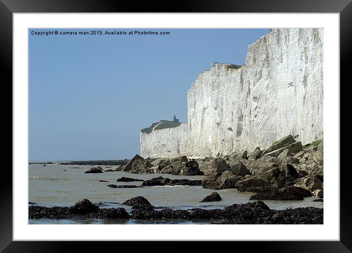 Chalk Cliff Lighthouse Framed Mounted Print by camera man