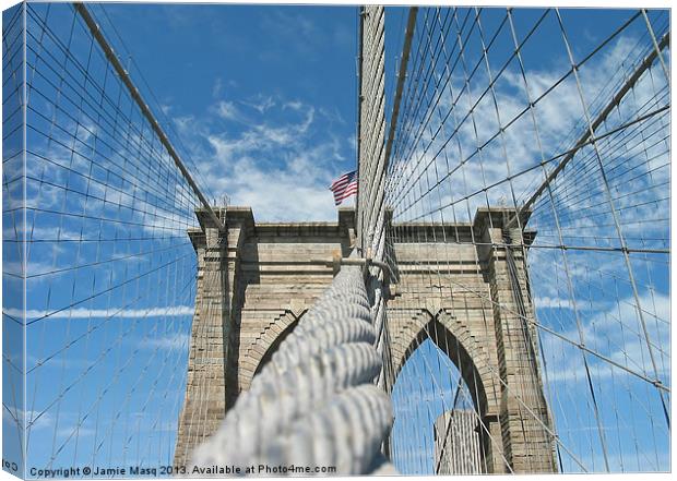 Brooklyn Bridge Support, New York Canvas Print by Anna Lewis