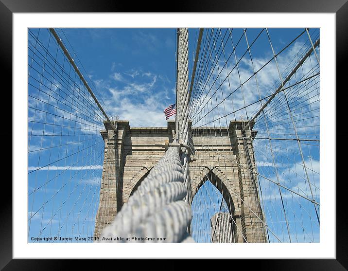 Brooklyn Bridge Support, New York Framed Mounted Print by Anna Lewis