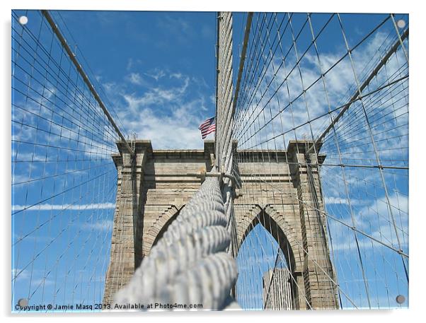 Brooklyn Bridge Support, New York Acrylic by Anna Lewis
