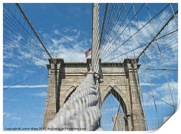 Brooklyn Bridge Support, New York Print by Anna Lewis