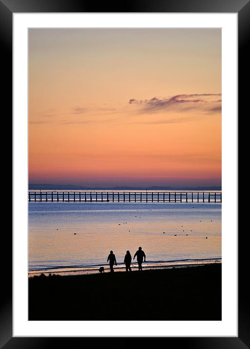 Sunset Stroll on Littlehampton Beach Framed Mounted Print by graham young
