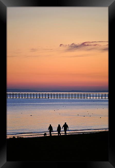 Sunset Stroll on Littlehampton Beach Framed Print by graham young