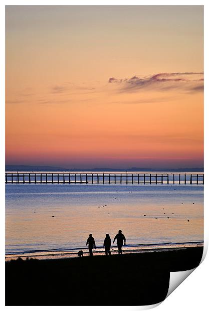 Sunset Stroll on Littlehampton Beach Print by graham young