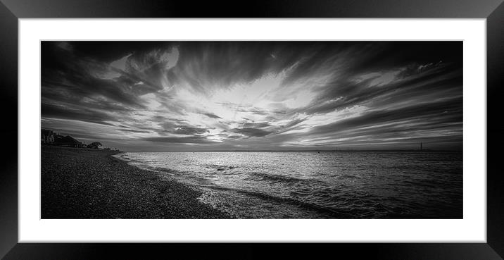 Cowes Beach Mono Sunset Framed Mounted Print by Ian Johnston  LRPS
