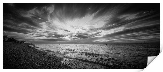 Cowes Beach Mono Sunset Print by Ian Johnston  LRPS