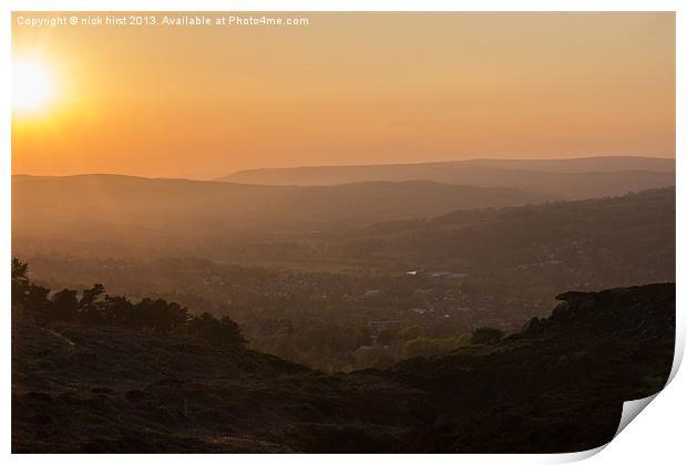Sunsetting over Ikley Print by nick hirst