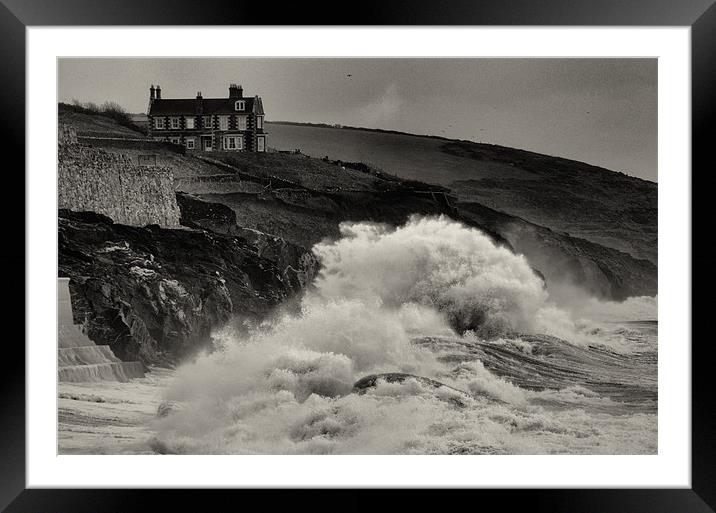 cliff top house Framed Mounted Print by Steve Cowe
