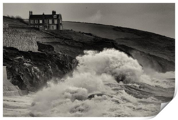 cliff top house Print by Steve Cowe