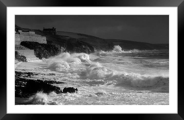 Porthleven Storm Framed Mounted Print by Steve Cowe