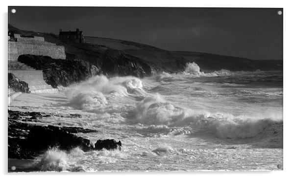 Porthleven Storm Acrylic by Steve Cowe