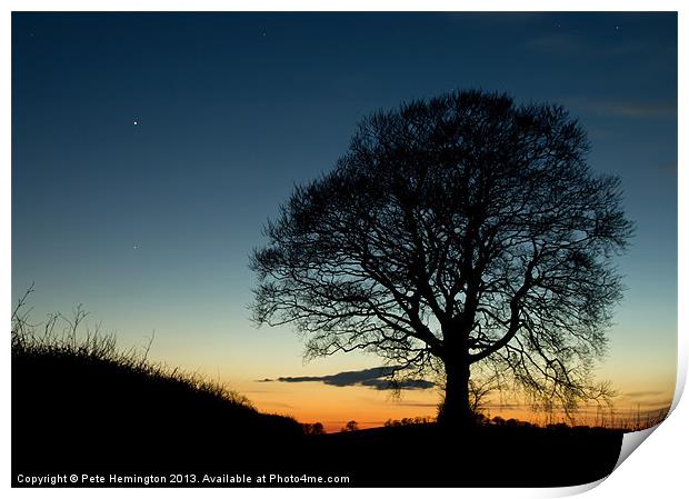 Silhouette, sunset and star Print by Pete Hemington