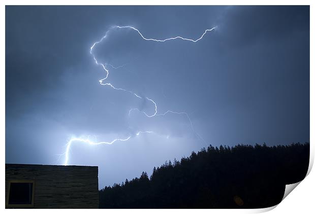 Lightning over Rocks Resort, Switzerland. Print by Scott Simpson