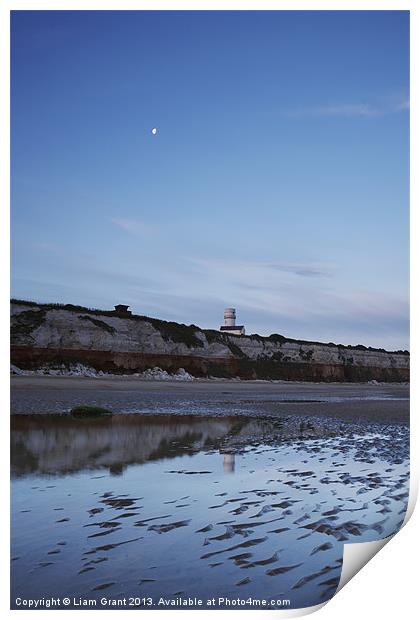 Lighthouse and Cliffs at Dawn. Old Hunstanton, Nor Print by Liam Grant