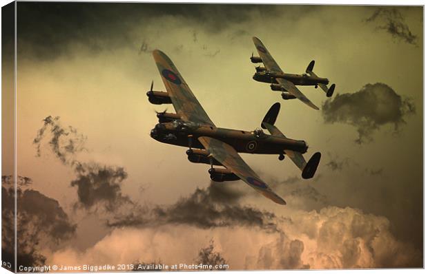 Lancaster Fire In The Sky Canvas Print by J Biggadike