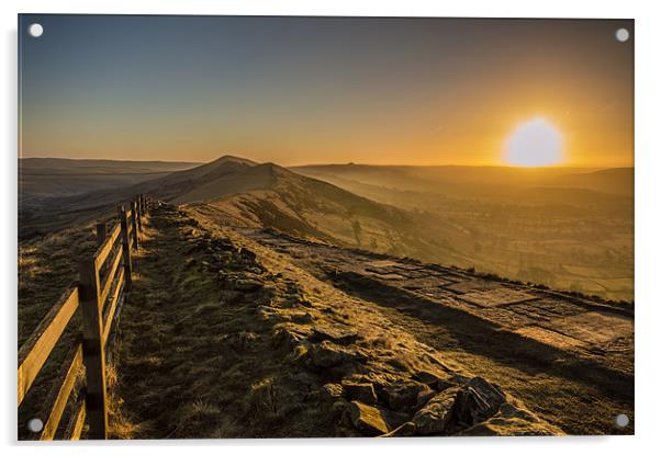 Castleton and the Great Ridge. Acrylic by Phil Tinkler