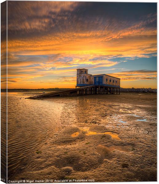 Lifeboat Station Sunset Canvas Print by Wight Landscapes