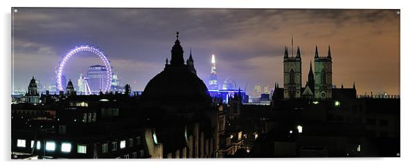 Night time London Acrylic by Christopher Kurton