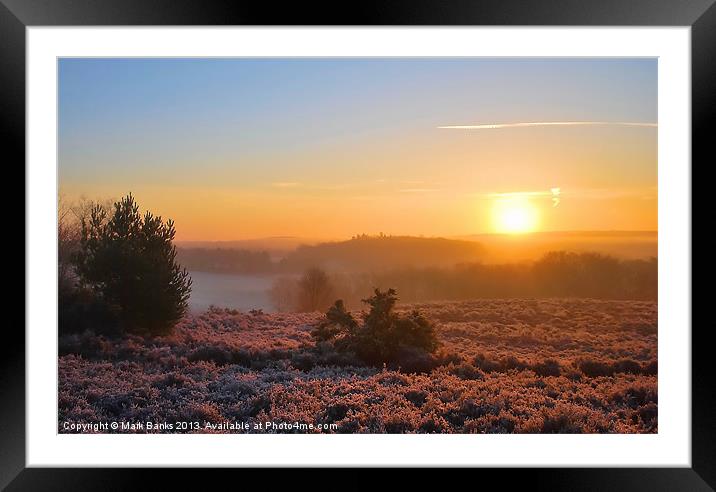 Sunrise over Broxhead Common Framed Mounted Print by Mark  F Banks