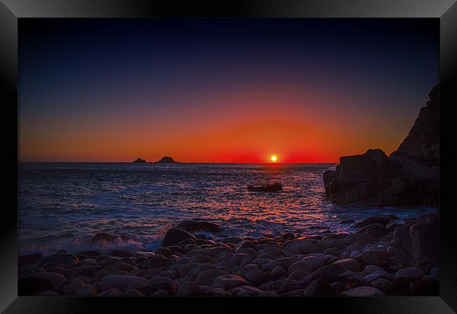 Cornish sunset Framed Print by Steve Cowe