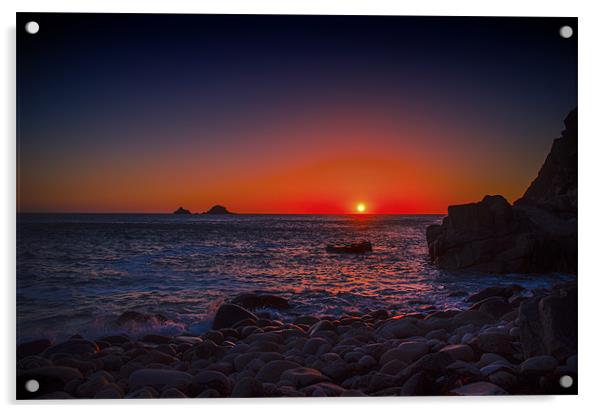 Cornish sunset Acrylic by Steve Cowe